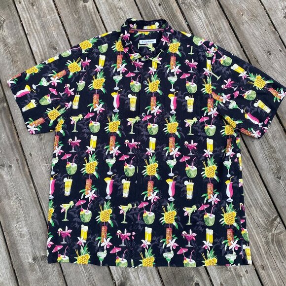 Tommy Bahama Bartenders Choice Regular-Fit Drink-print Silk Shirt XL - Picture 2 of 8